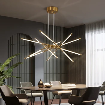 Pós-moderno LED Candelabro Para Jantar, Sala de estar Simples Luminárias Criativas Nórdicos Multi-cabeça Restaurante de Luxo, Luzes de Suspensão