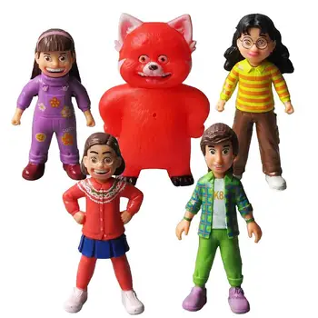 Disney 5pcs Pixar Transformando Vermelho Figura de Ação Brinquedos Kawaii Panda Vermelho Estatueta de Anime PVC Coleção de bonecas Modelo de Presente para as Crianças