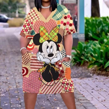 novo Disney Minnie Garota Sexy Midi Africana Vestidos das Mulheres da Boêmia 3D Vestido de Noite Feminina Slim Gótico Womens Moda de Vestido de Festa