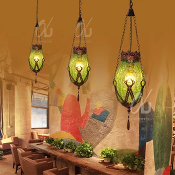 turco Bohemia marroquina do Mediterrâneo vitrais luz pendente restaurante quarto retro pendurar a lâmpada de luz