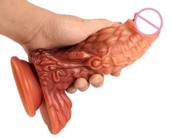Pangolin em Forma de Pênis Gradiente de Dupla-camada de Líquido, Gel de Sílica Simulação Super Grande Vibrador Adultos Brinquedos do Sexo Feminino Masturbador