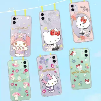 Sanrio Hellokitty Iphone12 Caso de Telefone Kawaii Transparente Adequado para Iphone11Pro dos desenhos animados do Telefone Móvel de Tpu Capa Protetora