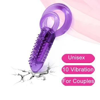 10 de Velocidade de Vibração de Bala Anal Duplo Anel peniano Homem de Pau Anéis Vibradores de Silicone Brinquedo do Sexo homem Masturbação Produto Adulto