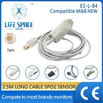 A saturação de oxigênio do transdutor do Sensor de Spo2 Longo Cabo de 2,5 M de Criança do bebê clipe de silicone embrulhar Y-modelo Compatível M&B NOVO monitor