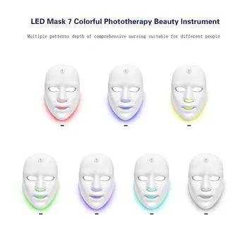 7Colors DIODO emissor de Luz Terapia Máscara de Rosto Com o Pescoço do Rejuvenescimento da Pele da Fototerapia Beleza Máscara Anti Acne da Pele Apertar Iluminar Máquina