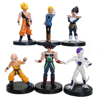 6pcs/Set Dragon ball Z, Andróide Nº 18, Filho de Goku, Bulma e Vegeta, Kuririn PVC Ação Anime Figura de Brinquedos de 10-12CM de Decoração Para Presentes