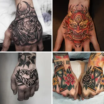falso tatuagem temporária de mão de homens Adesivo de Flor de Rosa Mão de volta tatto Art flash tatoo falsas tatuagens para mulheres, homens