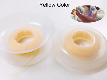 2Rolls Dental Elástico Ortodôntico Poder Tubo Ortodôntico Sólido Thread 15FT/Rolo Amarelo