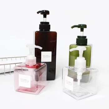 450ml de PETG Pressione Quadrado Frasco de Loção Gel de Banho, Shampoo Garrafas Reutilizáveis de Viagens Sub-Garrafa