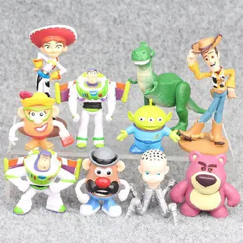 Disney 7-10pcs Toy Story 4 Figuras de Ação Brinquedos Woody, Buzz Lightyear, Jessie Forky Porco, Urso Figura Modelo Boneca Estatueta Presentes Crianças