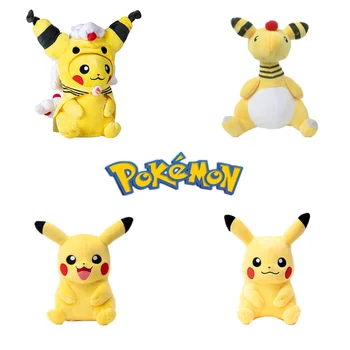 Pokémon Ampharos Pikachu de Pelúcia Boneca Sorriso Cos Bonito Personagem de Anime Brinquedo de Pelúcia Kawaii de Natal, Presente de Aniversário 30cm Grande
