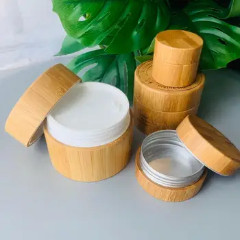 10g 30g 50pcs/lote de bambu, Alumínio recipientes de creme de rosto recipiente de eco-friendly de madeira, tampa de bambu pac