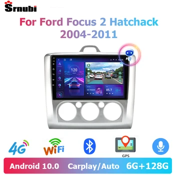 Srnubi Android De 10 Rádio do Carro para Ford Focus 2 3 Mk2/Mk3 Hatchback 2004-2011 2Din 4G WiFi GPS Carplay Multimídia Estéreo Leitor de DVD
