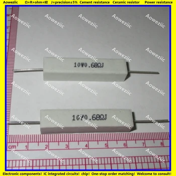 10Pcs RX27 Horizontal de cimento resistor de 10W 0.68 ohm 0.68 RJ 10WR68J 10W0R68J ohm Resistência de Cerâmica de precisão de 5%, Poder de resistência
