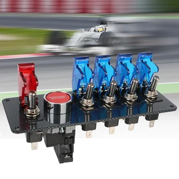 Carro de corrida do Motor Interruptor Iniciar/Desligar Push Set Kit LED Automático de Alternância da chave de Ignição, Painel de 4 Azul E 1 Vermelho 12V