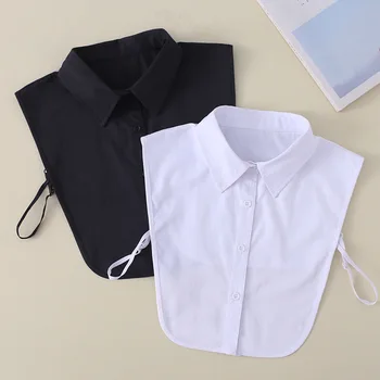 2022 Novo de Algodão Branco Falso Colar para Mulheres Camisa Preta de Gola Falsa Laço do Vintage Destacável Colar de Lapela Blusa Tops Meia Camisa