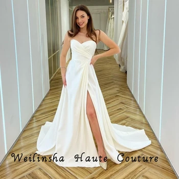 Weilinsha Camisa Branca Chique Espartilho Vestidos De Casamento Assimétrico 2022 Moda Mangas De Vestidos De Noiva Verão Robe De Mariée Novo