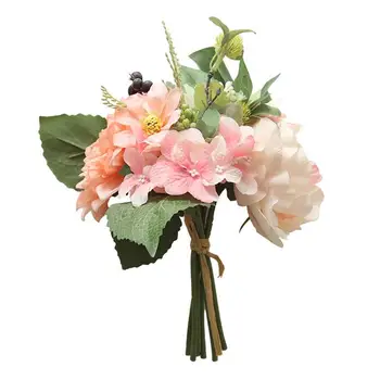 Buquê de noiva Artificial Rose Dália de Dama de honra Buquê falso Flores, Decoração da Casa de Emulação de Festa Buquê de Casamento