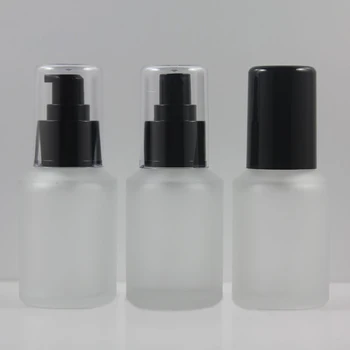60ml transparente geada de Vidro frasco de loção com plástico preto bomba de loção,de vidro vazia 2 onça loção cosmética frasco para líquido