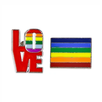 Amor, Orgulho do arco-íris Amante Pinos Gay Esmalte Bandeiras Coloridas Broche de Intersexo Lésbicas Crachá de Roupas Botão de Lapela Casal LGBT Jóias