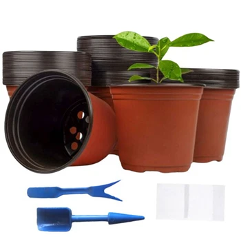 100 Pcs 6Inch as Plantas de Plástico Potes Viveiro de Potes Com Etiqueta Ferramentas de Jardim