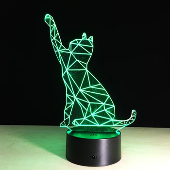 Novo animal gato de luz 3D Coloridos do controle remoto toque de luz de LED USB produto criativo presente a luz da noite