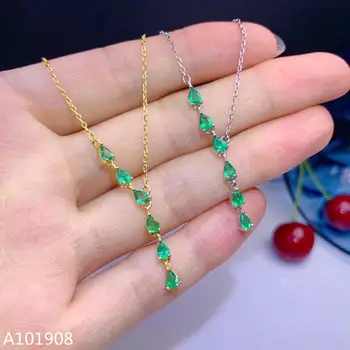 KJJEAXCMY boutique prata esterlina da jóia 925 embutidos esmeralda Natural colar do pendente das Mulheres suporta inspeção de multa